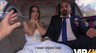 VIP4K. Bride permits husband to watch her having ass scored in limo