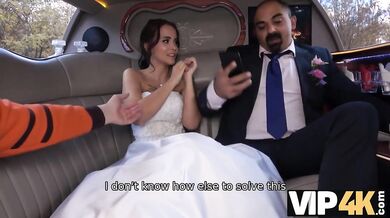 VIP4K. Bride permits husband to watch her having ass scored in limo