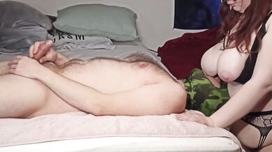 Laughing big titted domina enjoying edging controlled masturbation HD