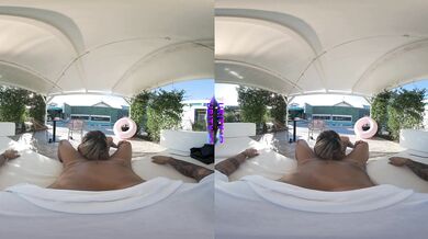 PURITYVR Big tit blonde Lisa Amane rides a stiff cock at the poolside cabana