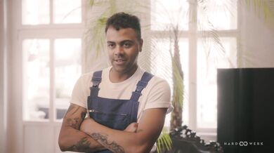 HARDWERK Sexy petite brunette Ana B fucks two repair men