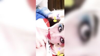 Lil monster licks & sucks titty for daddy! (Sugar Baby, Harley Quinn)
