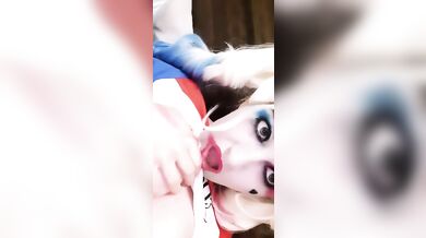 Lil monster licks & sucks titty for daddy! (Sugar Baby, Harley Quinn)