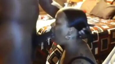 Cum Gobbling Black Milf Gives Stepson A Messy Blowjob