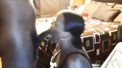 Cum Gobbling Black Milf Gives Stepson A Messy Blowjob