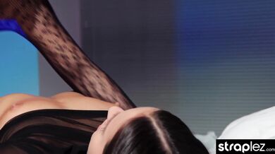 Watch kinky ballerina take a hard lesbian strapon fucking