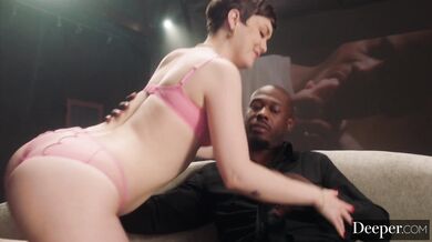 Deeper. Petite Submissive babe takes on huge cock