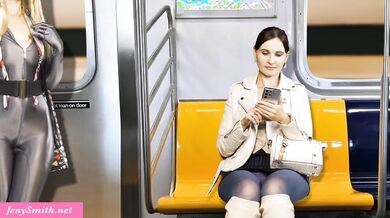 Two girls go home on public transportation and masturbate