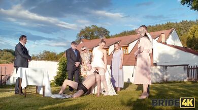 BRIDE4K. Blonde bride with natural tits enjoyed a good fuck. Hot sex with Andrea & Falco White