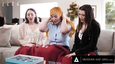 MODERN DAY SINS MILF Lauren Phillips Uses 3 Way To Help Virgin Lesbians Lily Larimar & Maya Woulfe