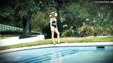 Hot American chick enjoys orgasms near water