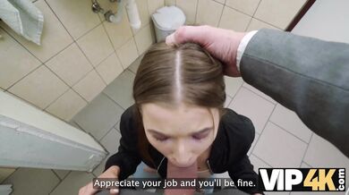 VIP4K. Served by the restroom goddess. Hot sex with Olivia Sparkle & Steve Q