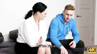 TUTOR4K Brunette cougar was willing to teach shy guy a lesson in sex