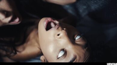 REAL LIFE HENTAI - Emiri Momota and Barbie Rous In Wild Interracial Lesbian Sex Creampie