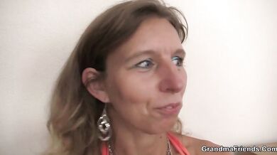 Mature couple seduce him into hot threesome orgy