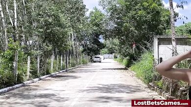 David and Kelly go for a strip ride outside after playing a game indoors
