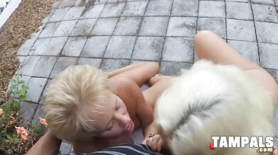 Two Mature Blondes Share One Black Cock