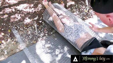 MOMMY'S BOY - Stacked MILF Gets Hard Fucked By Her Pervert Hung Gardener While Stuck In A Fence - Jennifer White