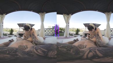 PURITYVR Beautiful brunette Nemesi rides a hard dick in the backyard in VR