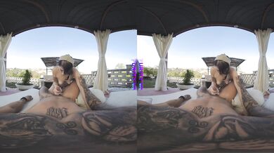 PURITYVR Beautiful brunette Nemesi rides a hard dick in the backyard in VR