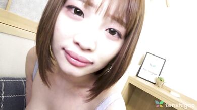 Amateur Japanese girl from cafe comes to meet stranger in love hotel and suck cock, sex toy in her hot pussy, no mosaic