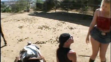 Sexy mistress destroys a guy with shaved asshole using a huge strapon outdoor after getting her pussy licked