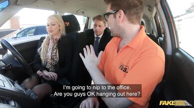 Fake Driving School Married couple having sneaky sex in the car