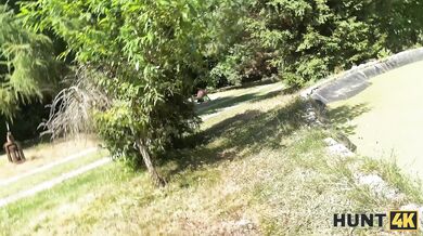 HUNT4K. Rough outdoor sex with a lot of cum between a teen. Hot sex with Vixi Rafi & George Uhl