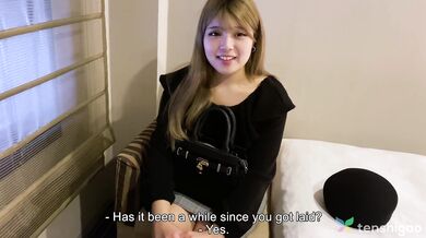 Cute Asian Girl from Japan - Keiko has tiny boobs and a shaved pussy - Cock sucking, amateur pt 2