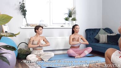 Couple seduces inked yoga instructor