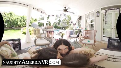 Sexy Trio Ailee Anne, Bella Luna, And Charlotte Sins 'cum' To Your Memorial Day BBQ And Share Your Massive Cock - Bella blonde