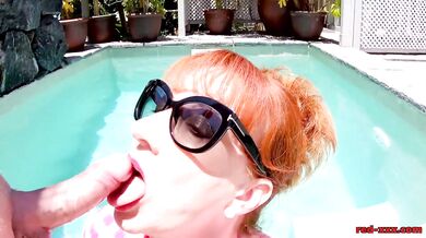 Sexy big titty MILF plays with her pussy then gets a mouthful of cock