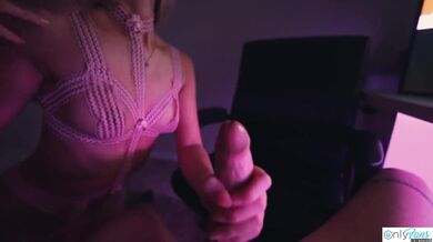 SEXY Asian Teen Raya Steele Massages My Cock With Her Throat!