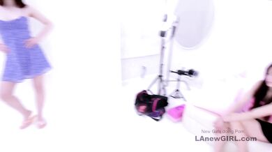 2 brunette Lesbians at casting