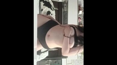 Busty babe decided to play with her big tits when no one was home