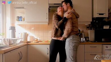 Kitchen make out with stepsister, kissing & fingering - sensual teasing moments