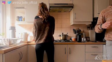 Kitchen make out with stepsister, kissing & fingering - sensual teasing moments