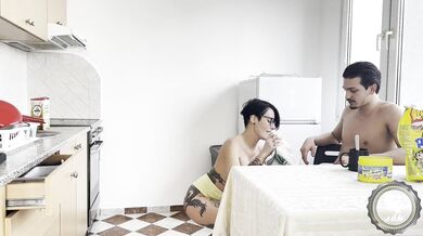 my makes me breakfast topless and ends up fucking me