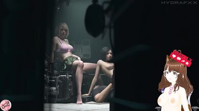 Ashley and Ada from Resident Evil 4 fuck Lyon with huge cock (Threesome animations) - Jazziuu