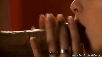 blonde beauty sucking on large Indian cock