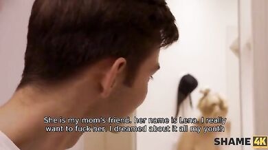 Juicy blonde GILF gets fucked rough in the bathroom