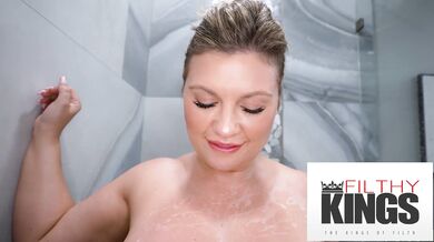 Fithy Pov - Hot Busty Blonde Slurps On My Cock In The Shower - Andi Anderson