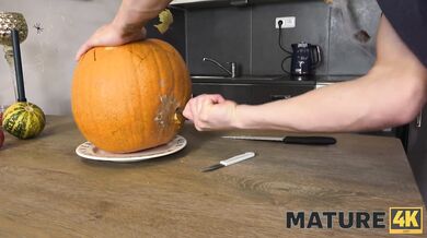 MATURE4K. Mature woman makes it with stepson on occasion of Halloween