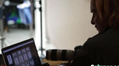 Skinny Brunette Teen Model Giving An Incredible Blowjob To A Photographer