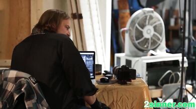 Skinny Brunette Teen Model Giving An Incredible Blowjob To A Photographer