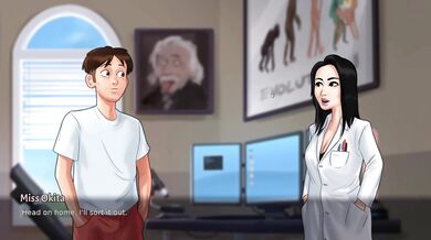 Summertime Saga Hot Teacher Okita Gets her Dripping Wet Pussy Pounded by Hard Cock