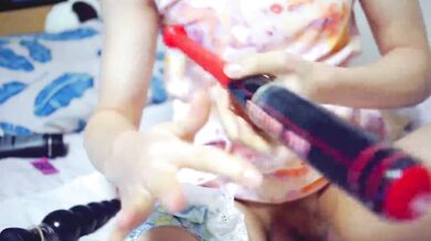 NuRoseVelvet cute japanese transgender play with baseball toys　amateur