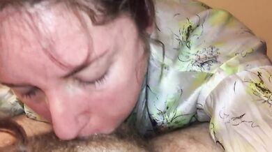 Real wife sex gives sloppy enthusiastic blowjob