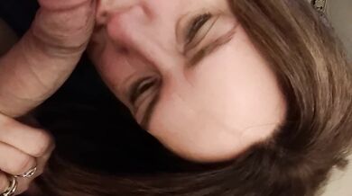 Slutty hot wife drains my cock and swallows it all