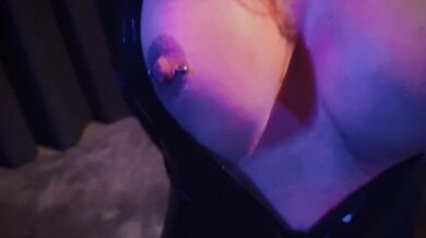 This blowjob slut wants to showoff her new catsuit, teasing with her big boobs